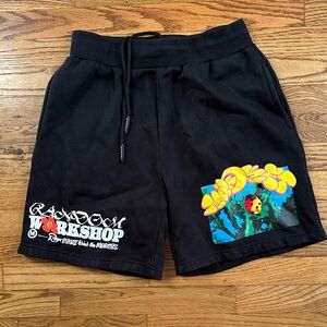 Market studios Workshop  Clothing Black Graphic Athletic Shorts streetwear